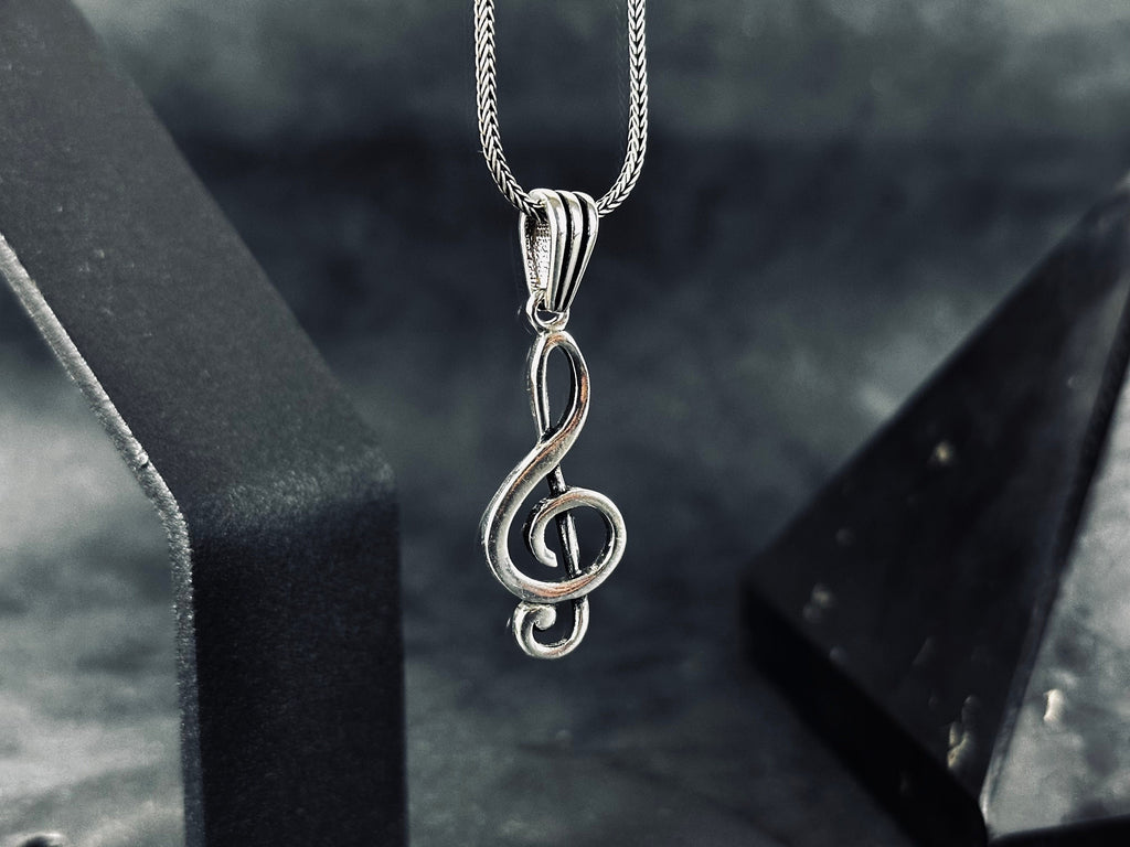 Treble Clef Necklace: Sterling Silver Music Pendant