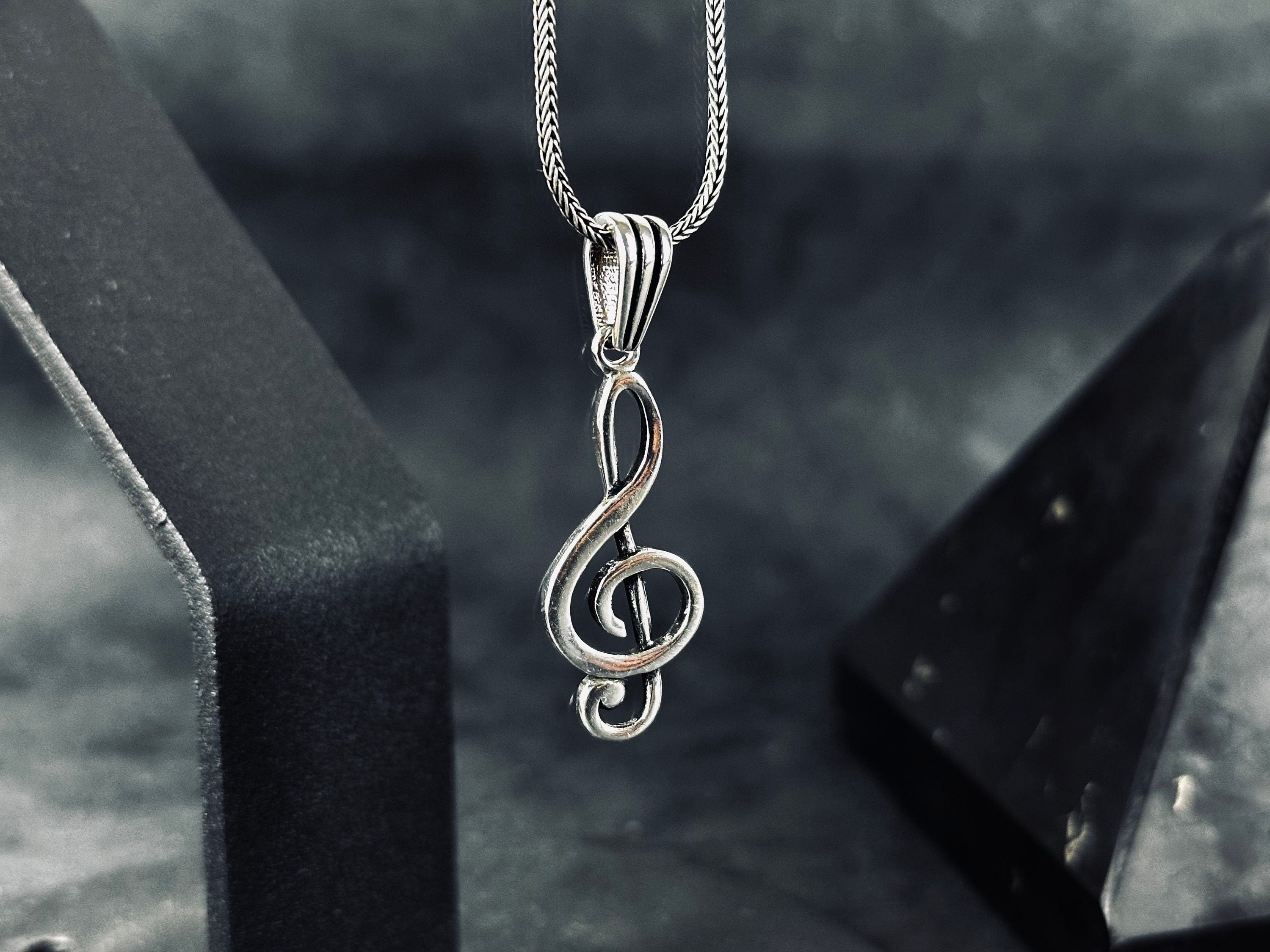 Treble Clef Necklace: Sterling Silver Music Pendant