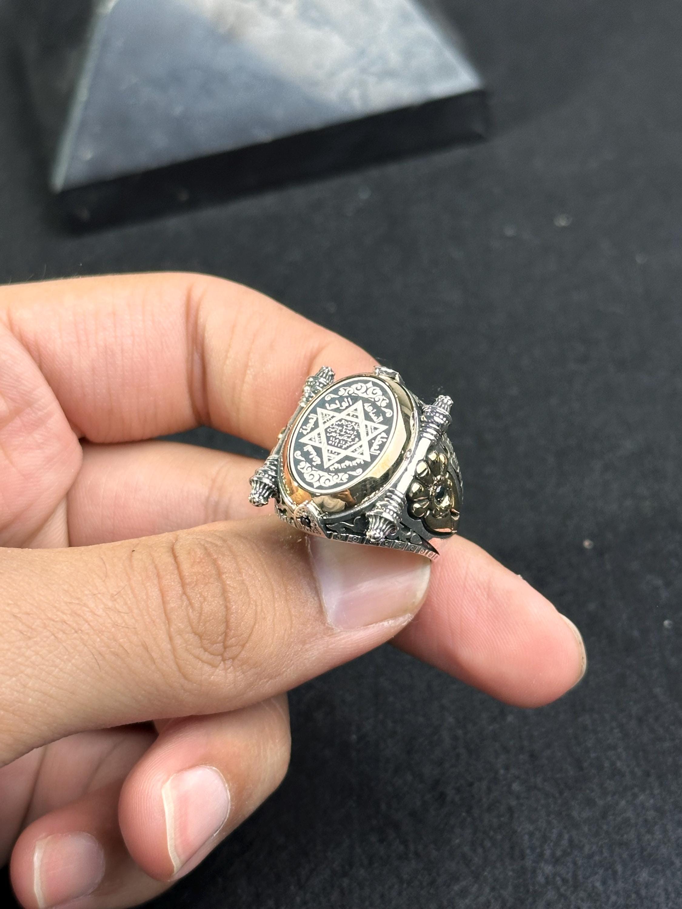 Seal of Solomon Ring: Oval Sterling Silver Signet (Handmade for Men)