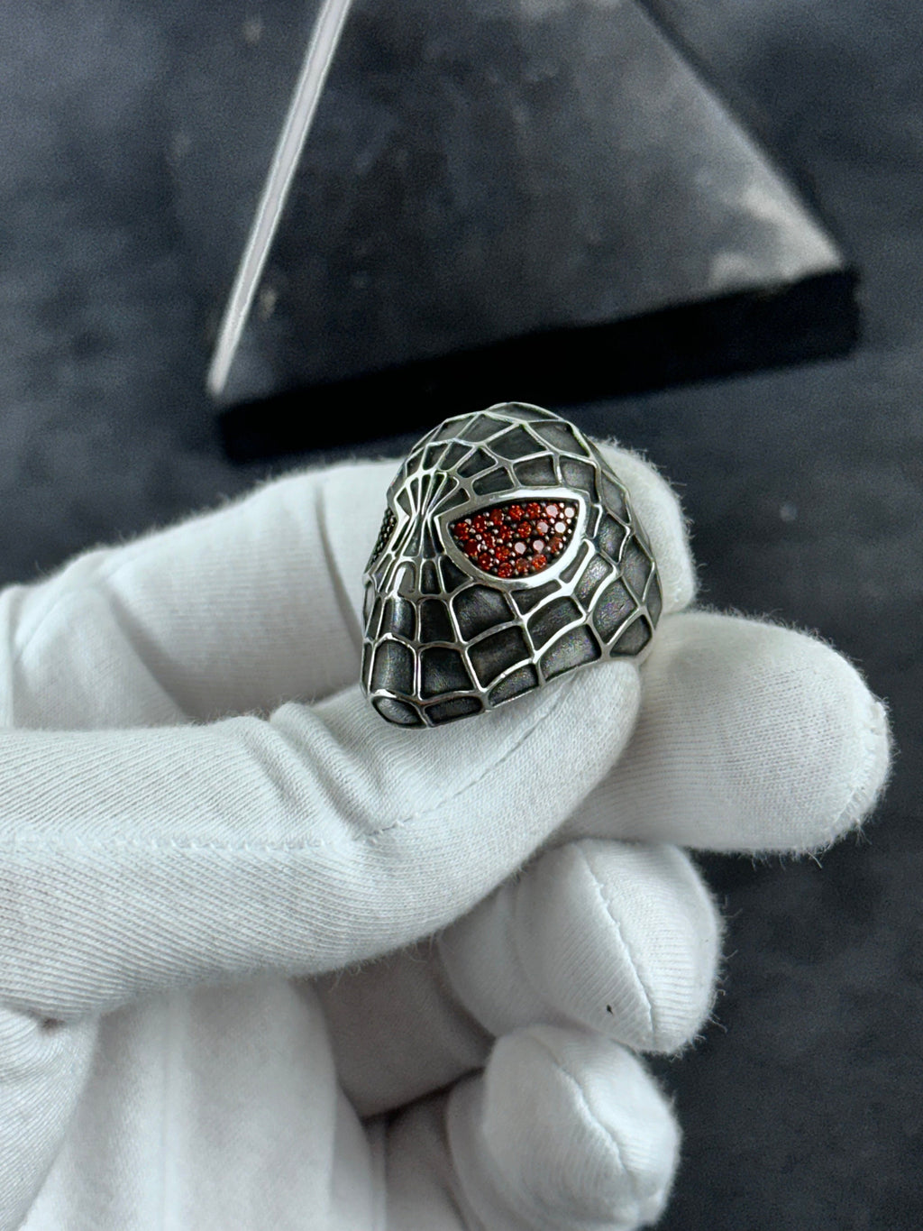 Silver Spider Ring - Bold Statement with Zircon Eye