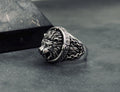 Sterling Silver Lion Ring, Handmade Oxidized Design (Men's Size)