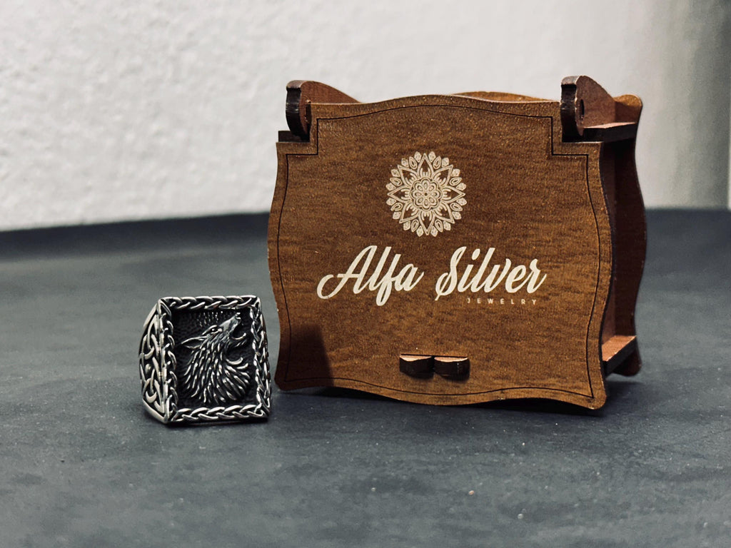 Wolf Ring: Sterling Silver Animal Jewelry (Oxidized, Handmade)