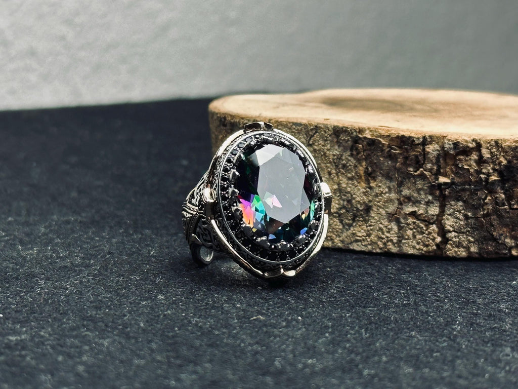 Sterling Silver Mystic Topaz Ring - Handmade Statement Piece