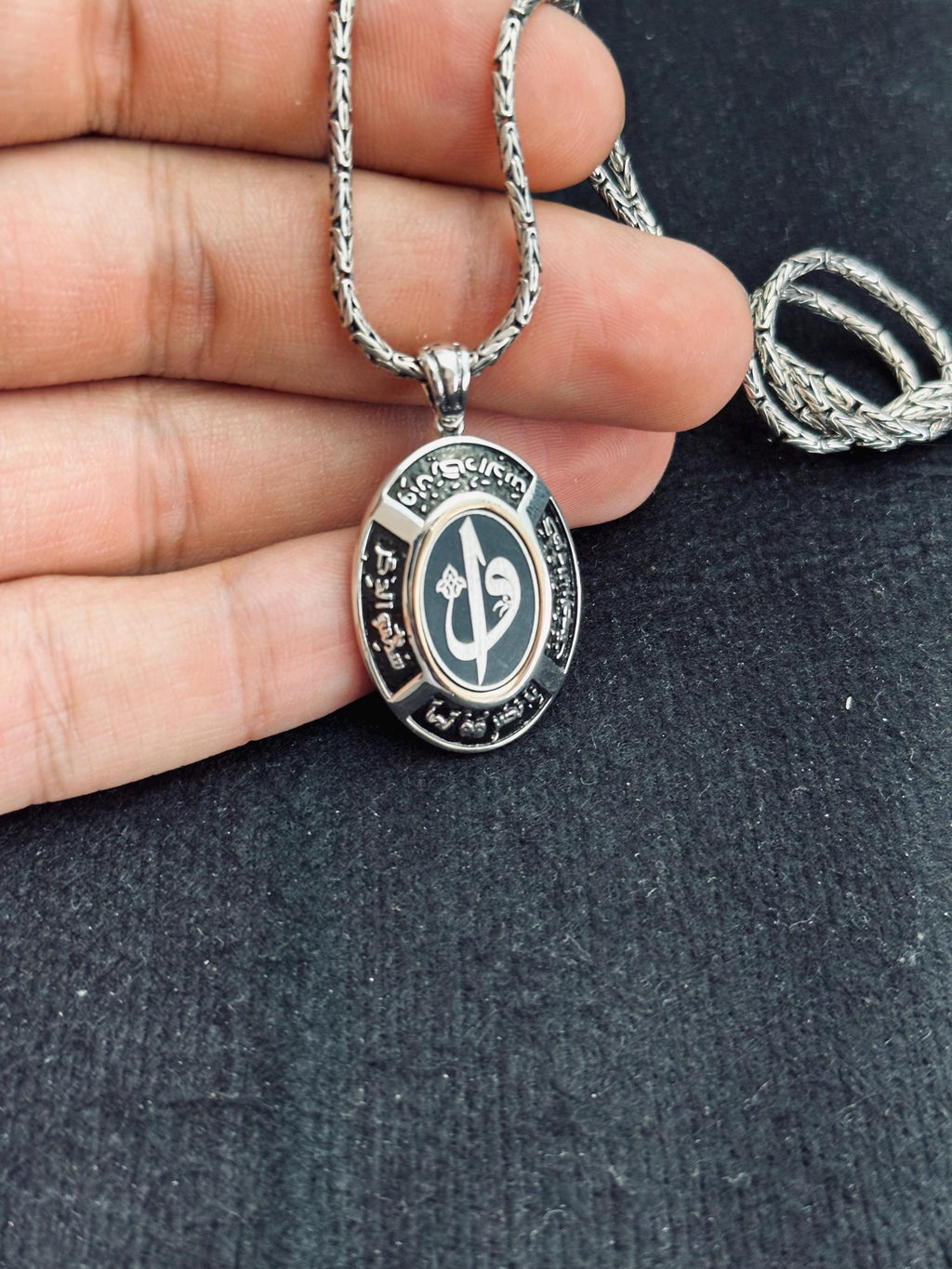 Vav Pendant Necklace: Sterling Silver Calligraphy (Handmade, Turkish Design)