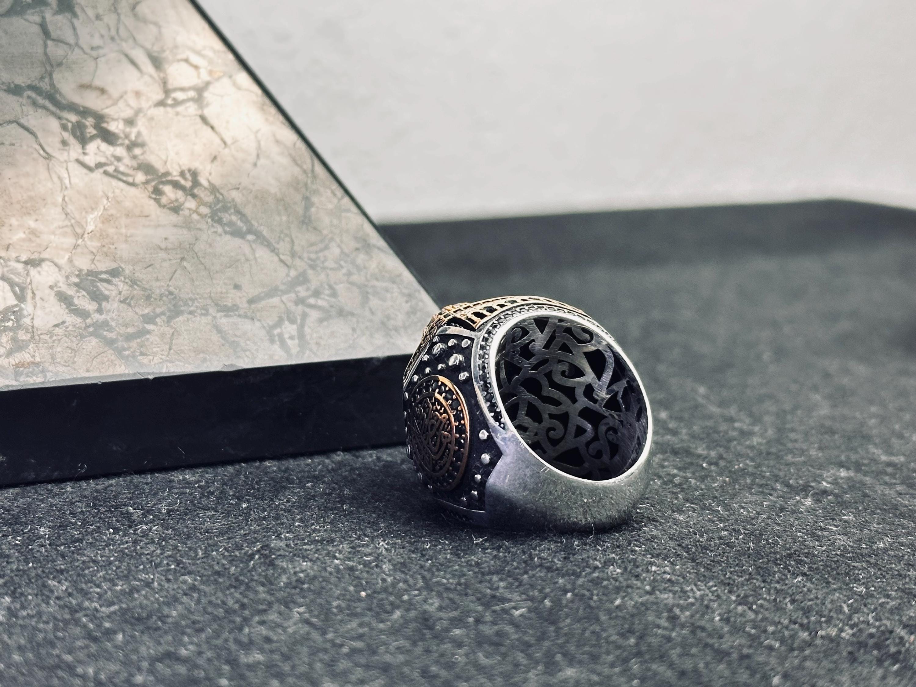 Sterling Silver Masjid Ring - Arabic Calligraphy, Handmade Design