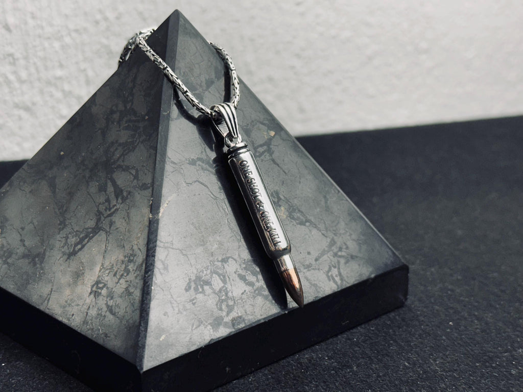 Silver Bullet Necklace Pendant Set - Stylish Handmade Jewelry