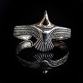 Handmade Sterling Silver Eagle Bracelet (Engraved Cuff, Sapphire)
