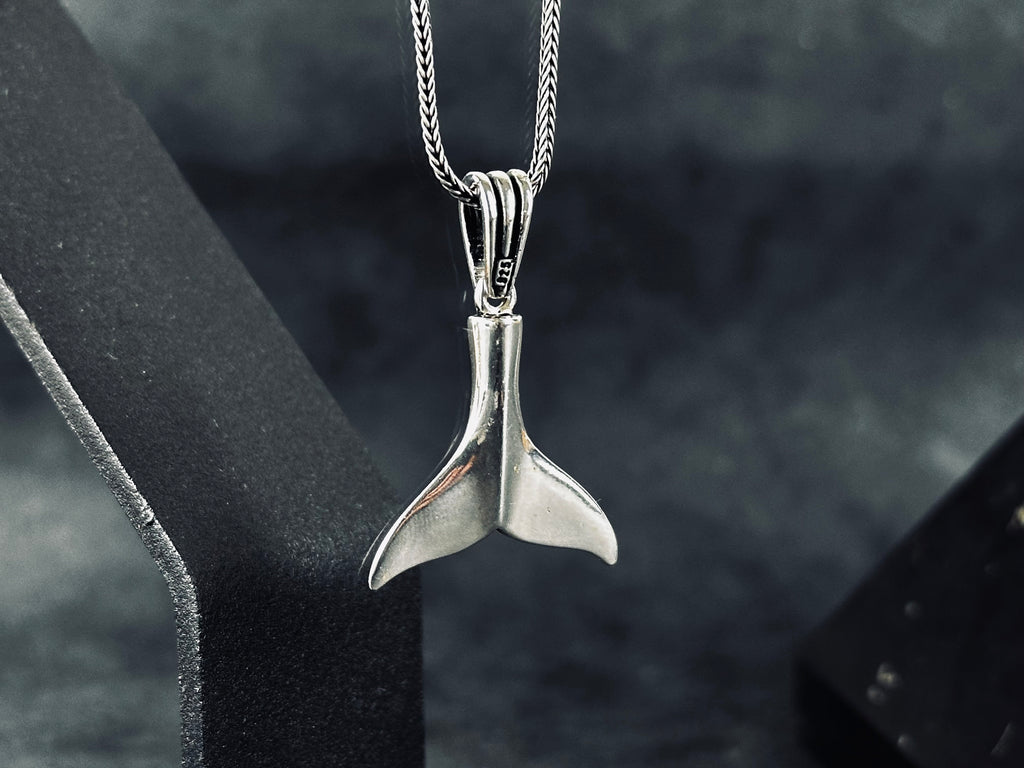 Ocean-Inspired Silver Whale Tail Necklace - Delicate Pendant
