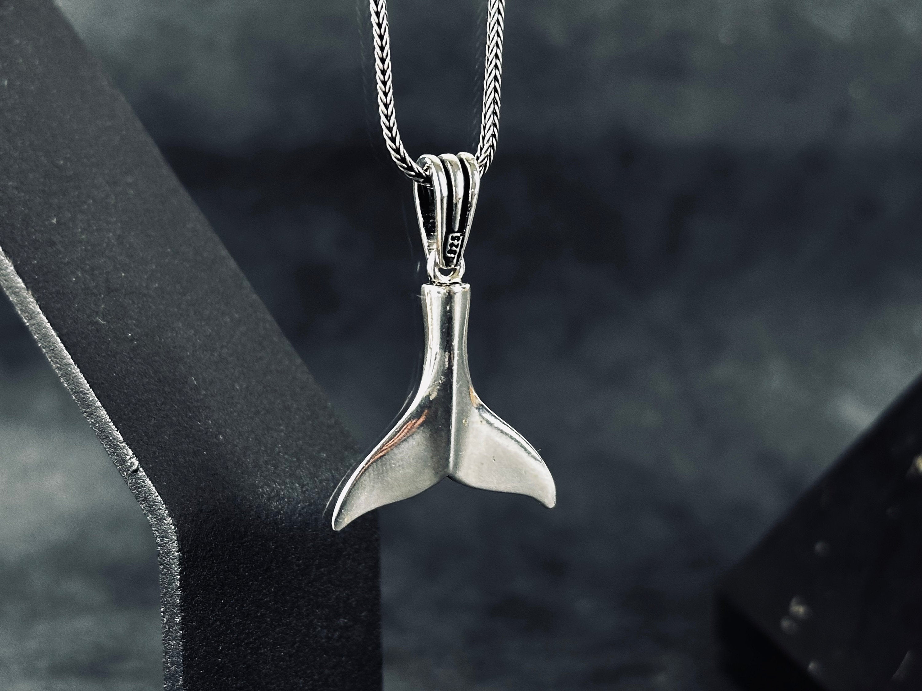 Ocean-Inspired Silver Whale Tail Necklace - Delicate Pendant