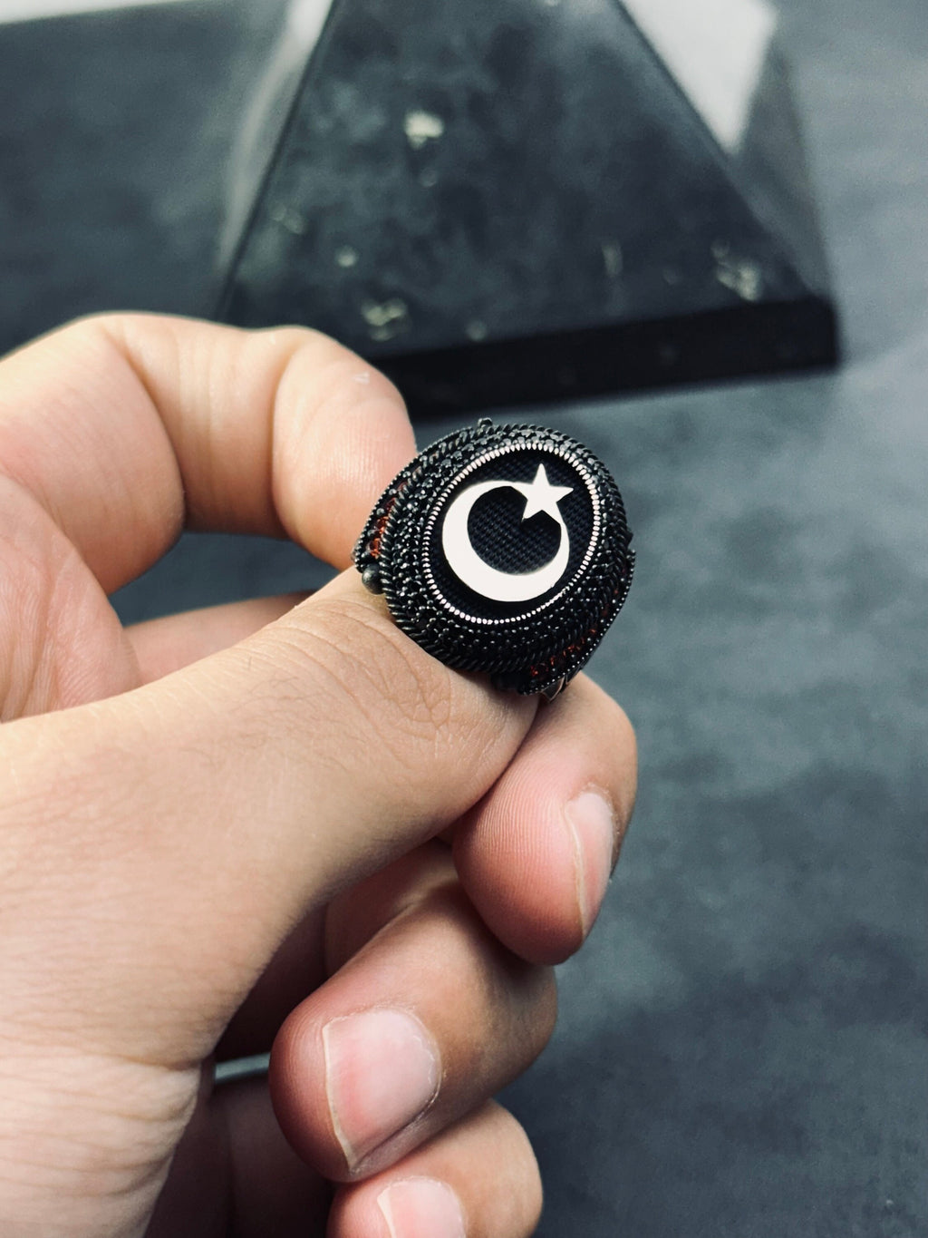 Moon Star Ring: Sterling Silver Jewelry (Handmade with CZ Stone)