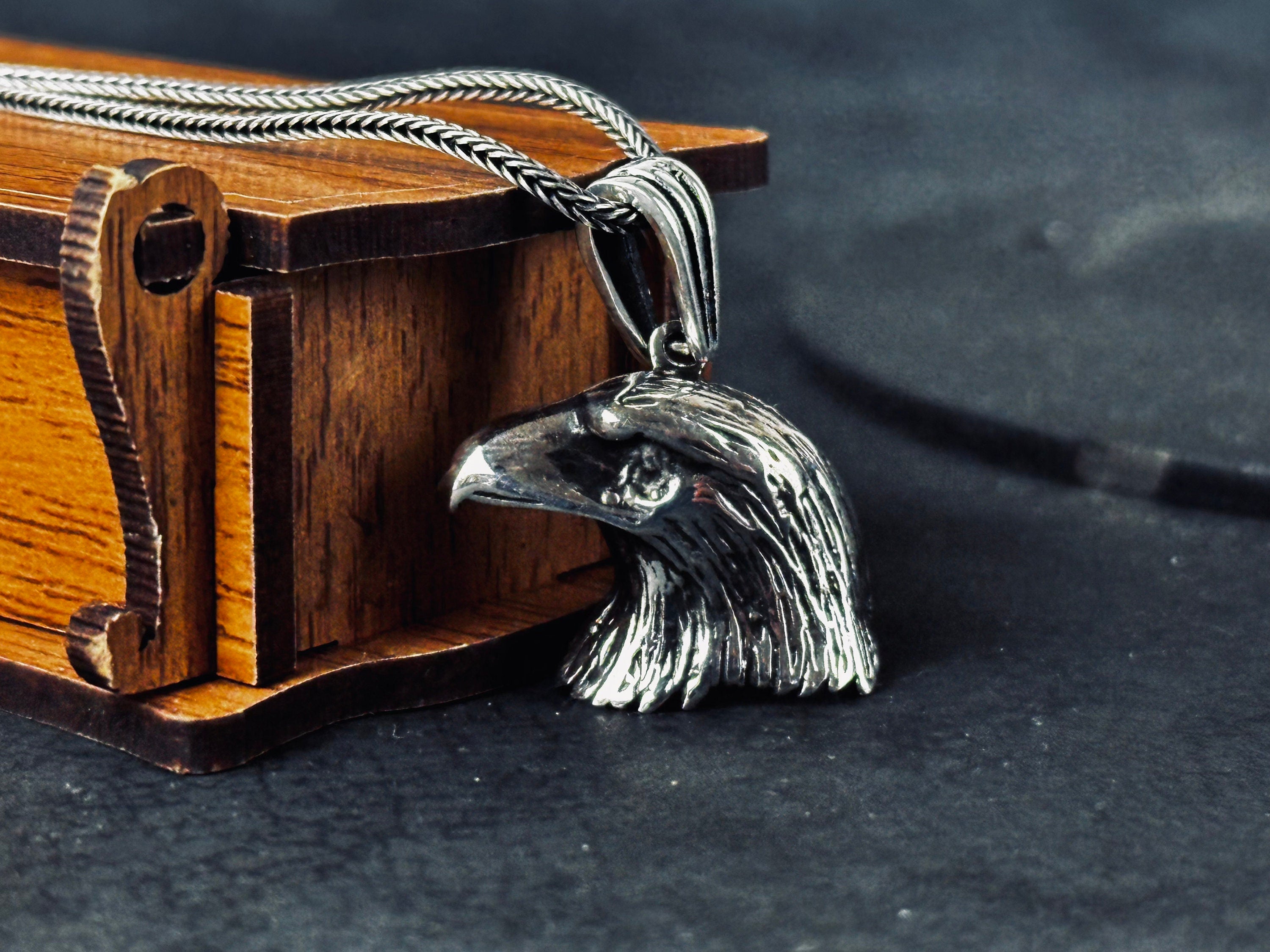 Eagle Head Necklace: Sterling Silver Wildlife Design - Handmade