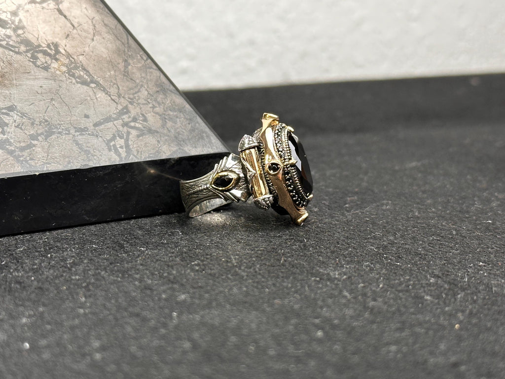Sterling Silver Oval Ring: Handmade with Shiny CZ Stone