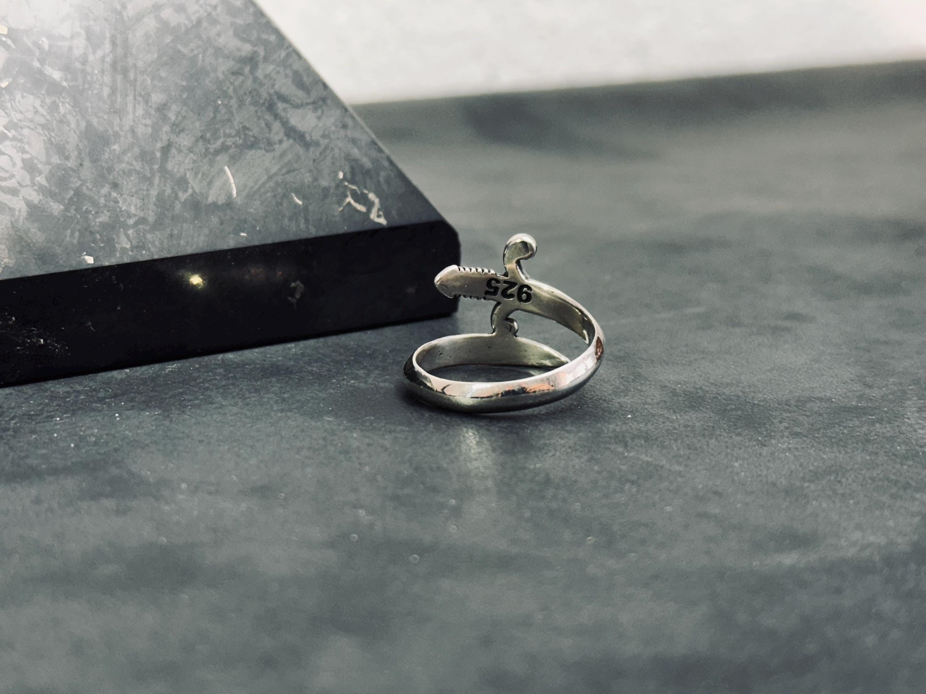 Sterling Silver Sword Thumb Ring - Gothic Adjustable Band
