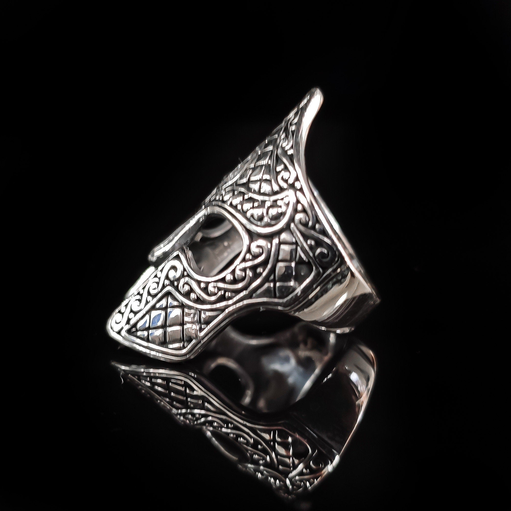 Spartan Helm Ring: Sterling Silver Warrior Design (Handmade)