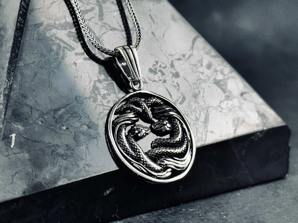 Handcrafted Silver Snake Necklace - Unique Pendant Design
