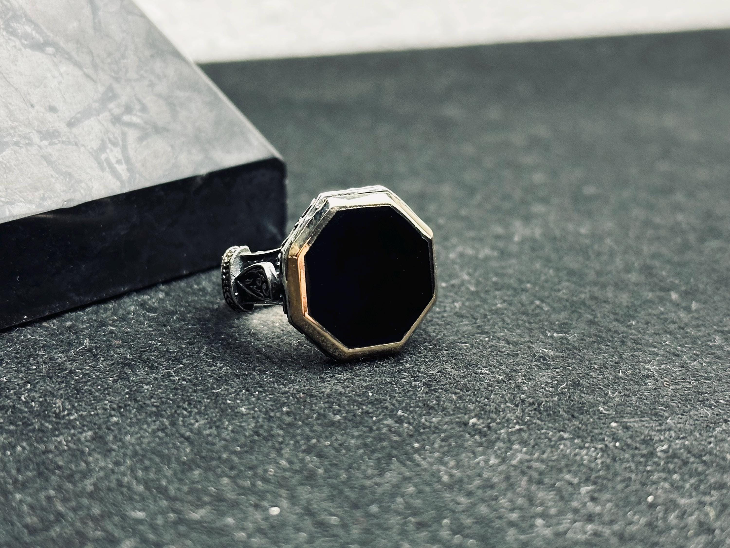 Men's Black Onyx Ring: Vintage Ottoman Style (Handmade Sterling Silver)