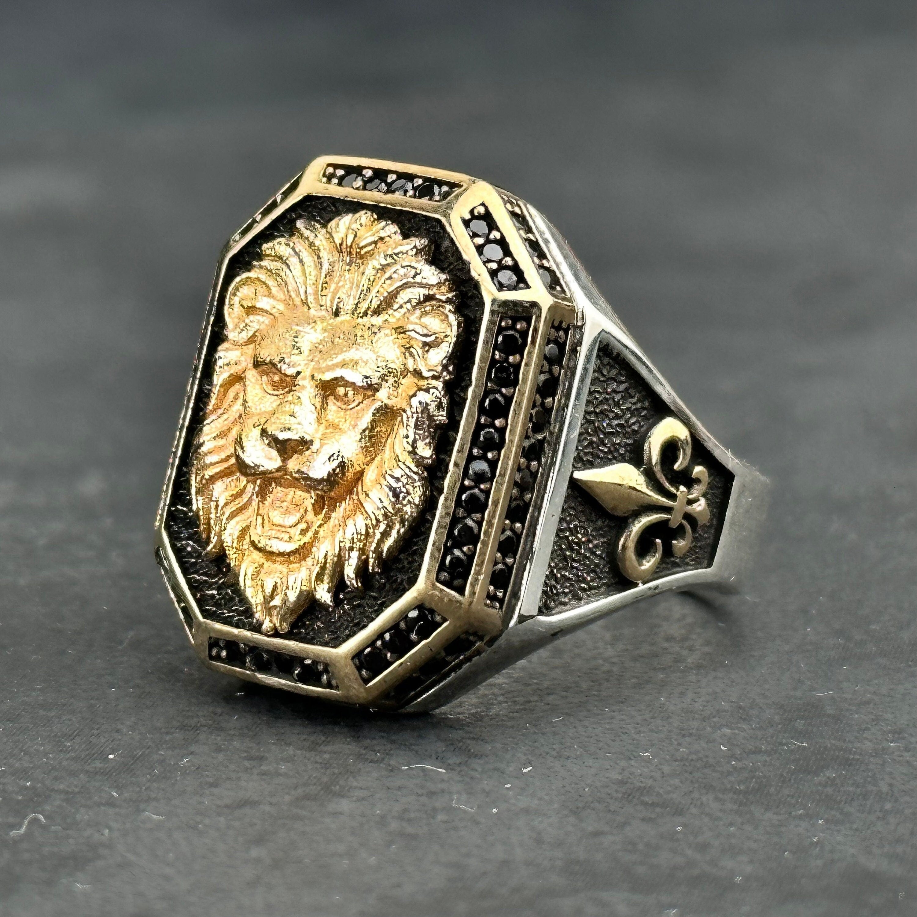 Leo Zodiac Ring: Handmade Sterling Silver - Lion Head Detail