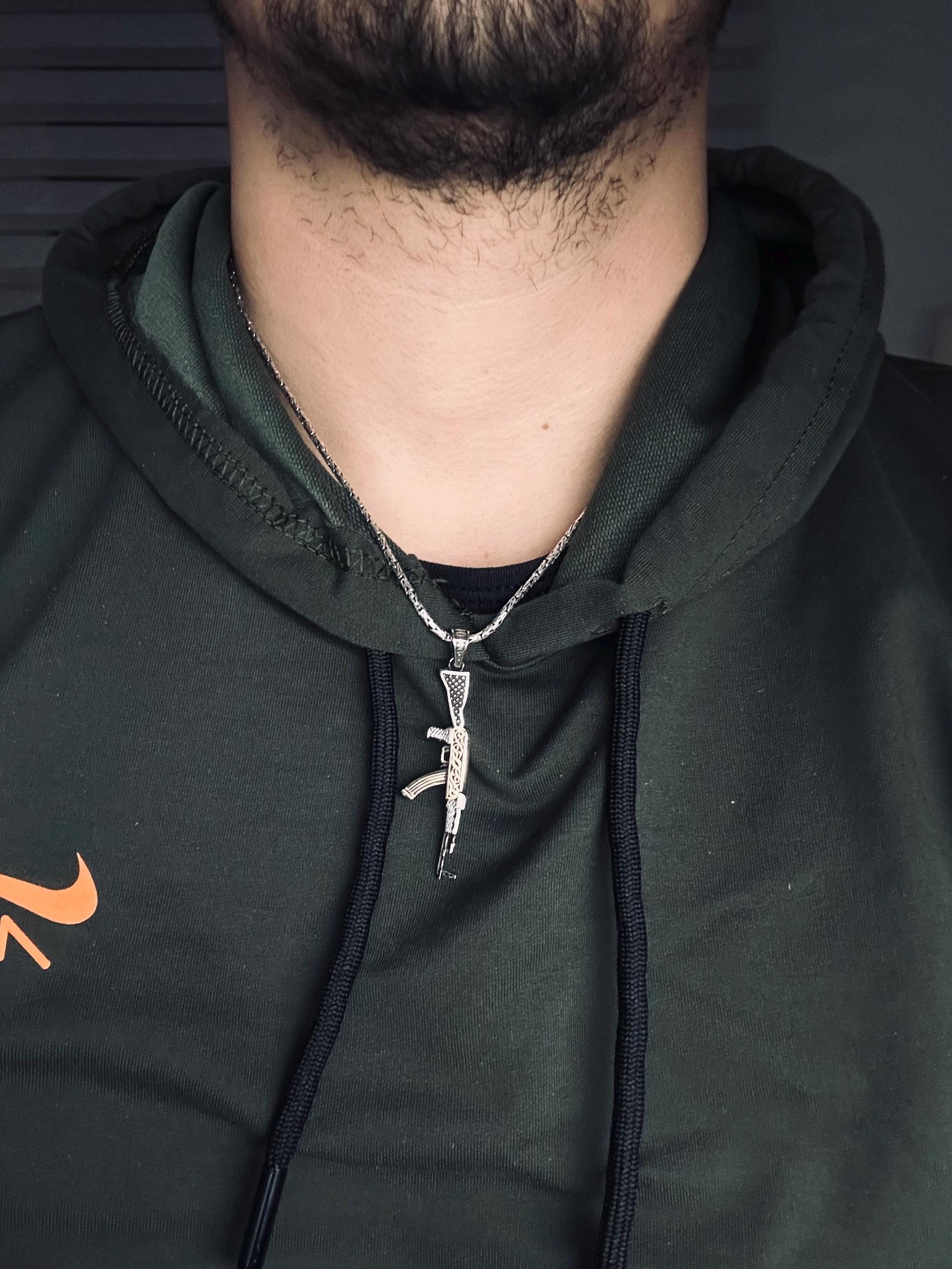 AK47 Pendant Necklace: Bold Sterling Silver (Men's Statement Jewelry)