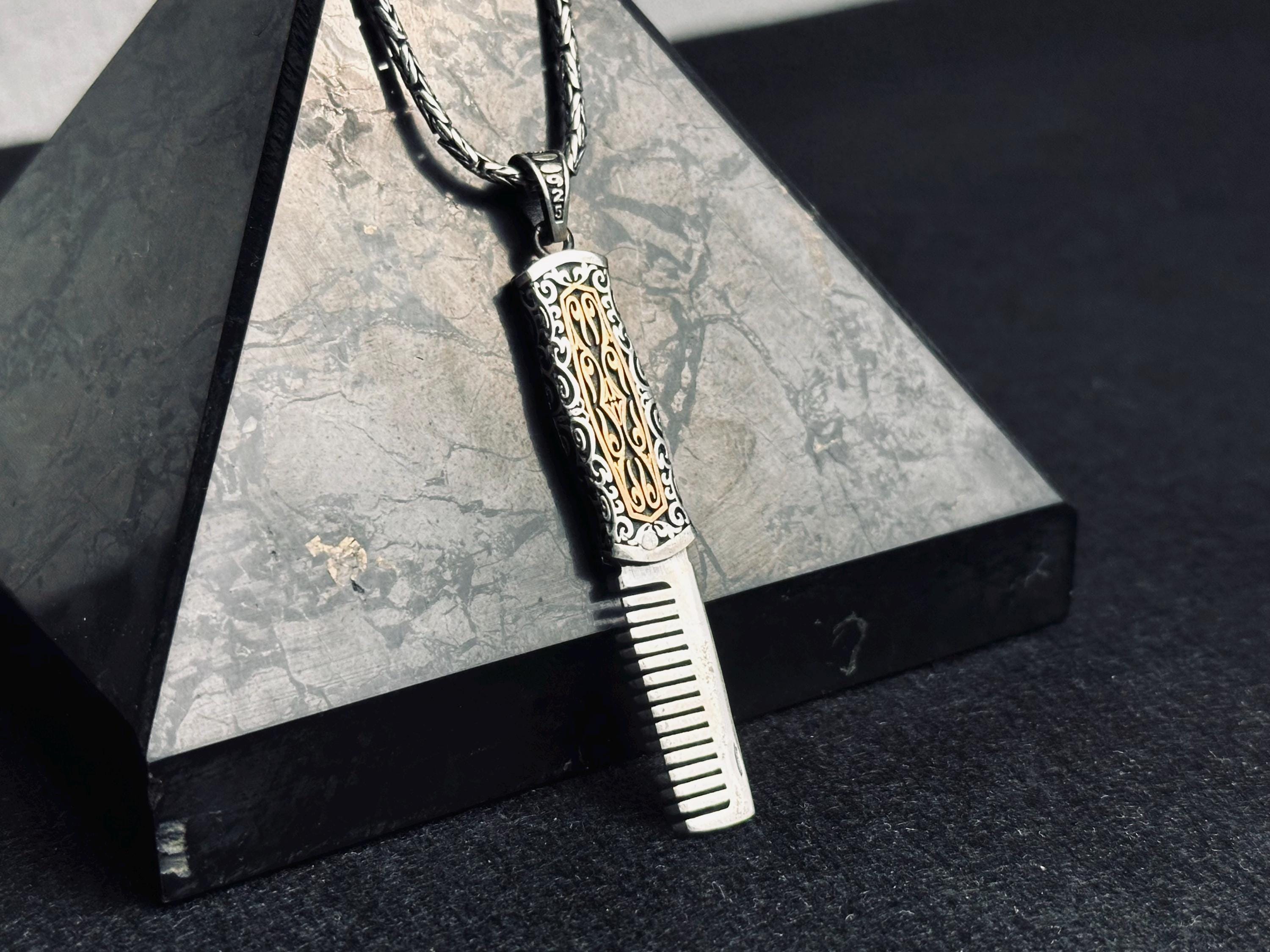 Barber Comb Necklace: Sterling Silver, Handmade - Masculine Style