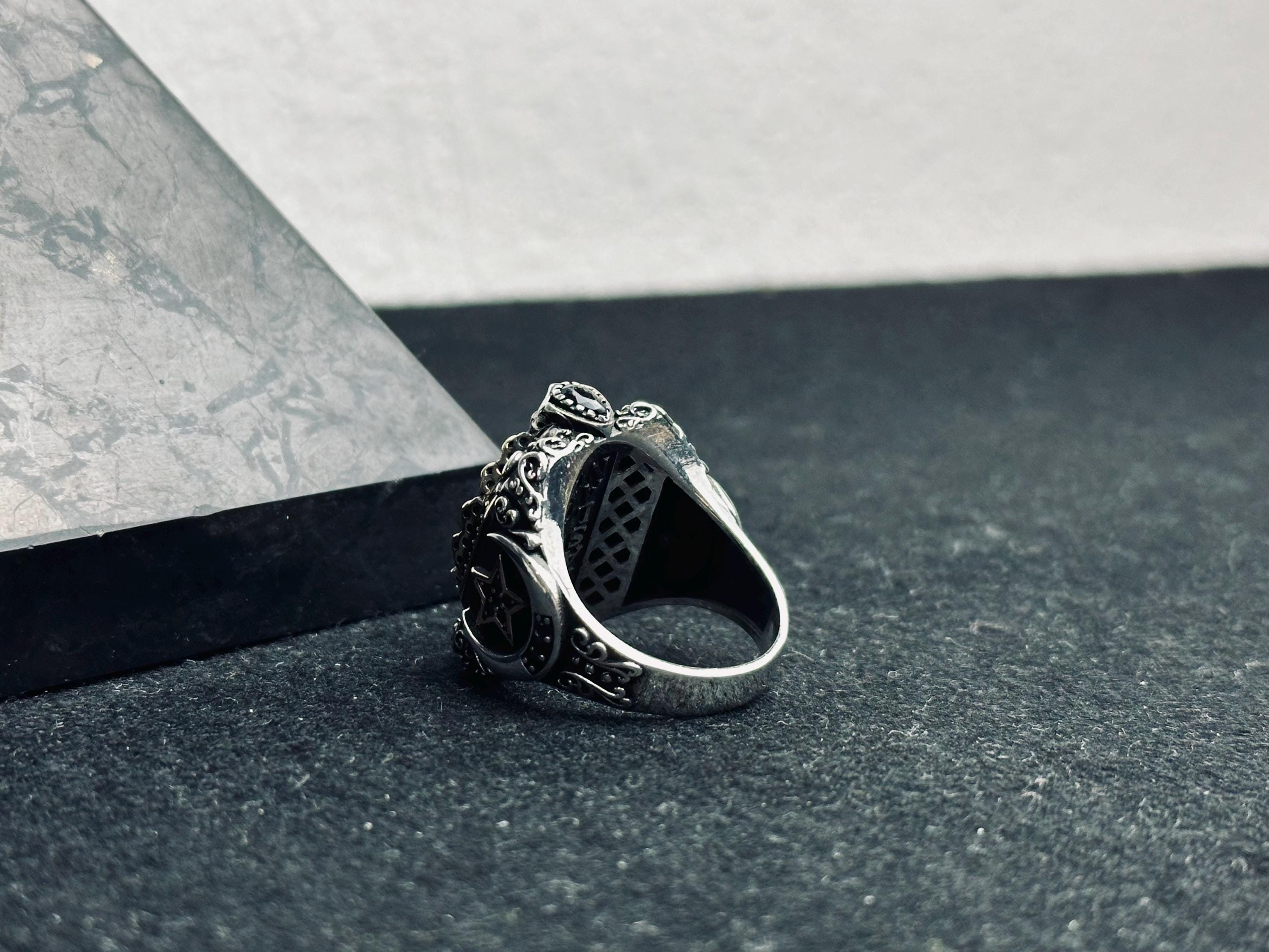 Sterling Silver Seal of Solomon Ring - Spiritual Amulet for Men