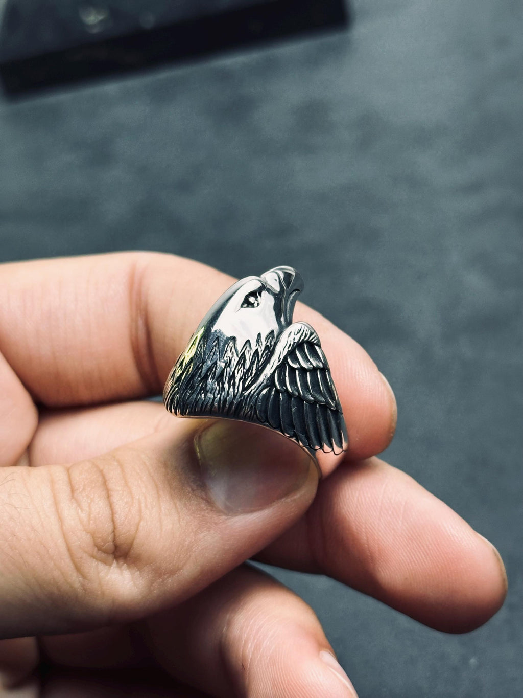 Raven Signet Ring: Sterling Silver Handmade - Engraved Bird Design