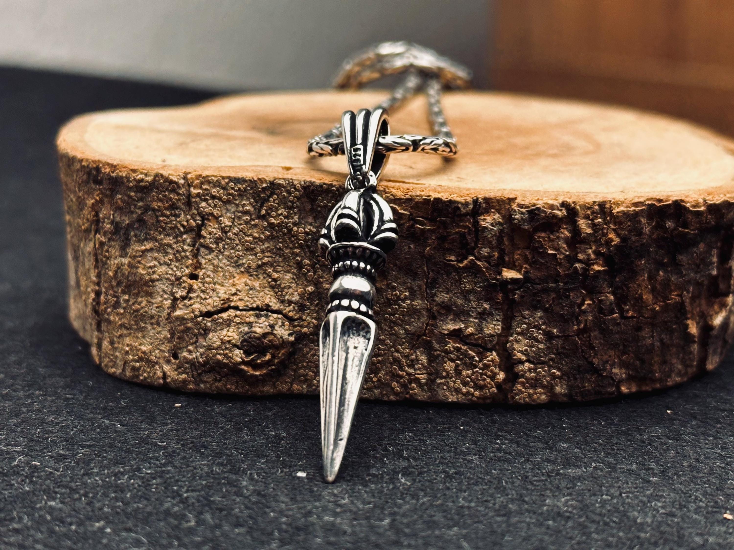 Dainty Silver Sword Necklace - Gothic Dagger Pendant Unisex