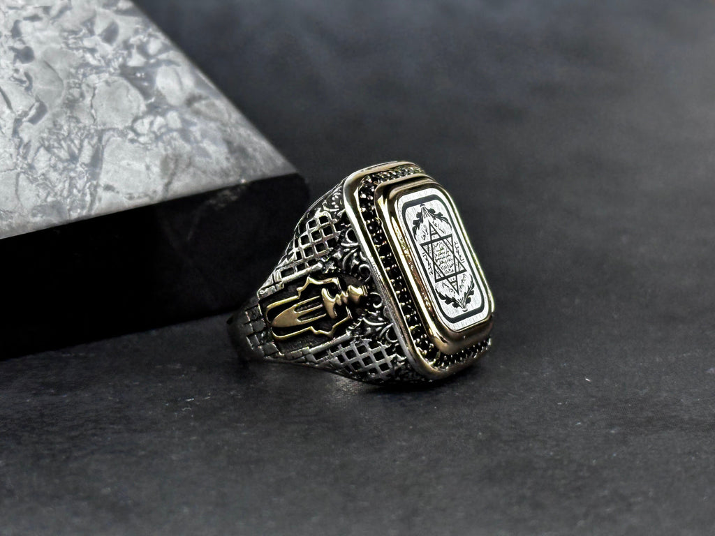 Engraved Solomon's Seal Ring: Spiritual Sterling Silver (Men's Size)