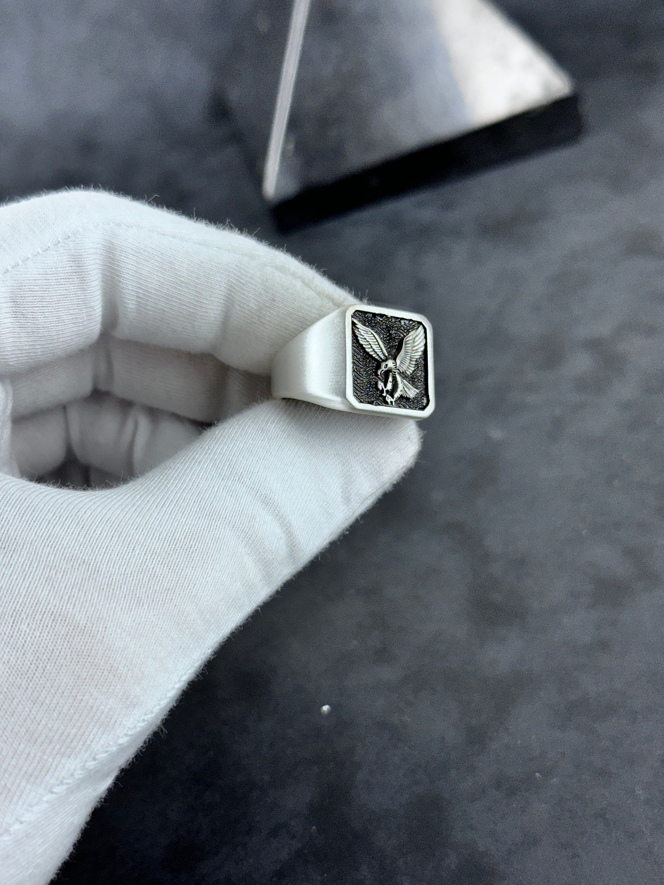 Sterling Silver Eagle Ring: Handmade Men's Statement Accessory