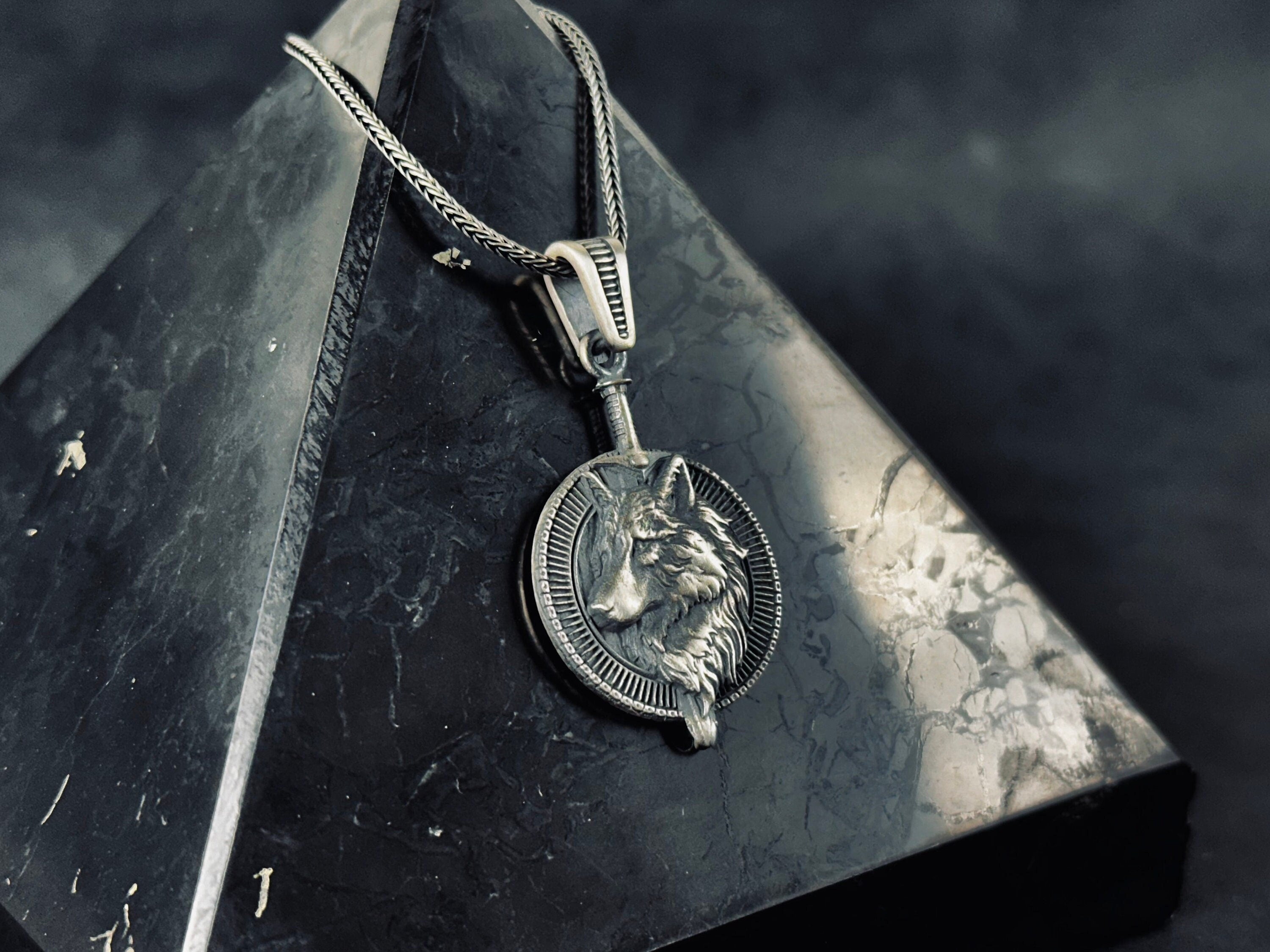 Silver Wolf Charm Necklace - Detailed Handmade Pendant