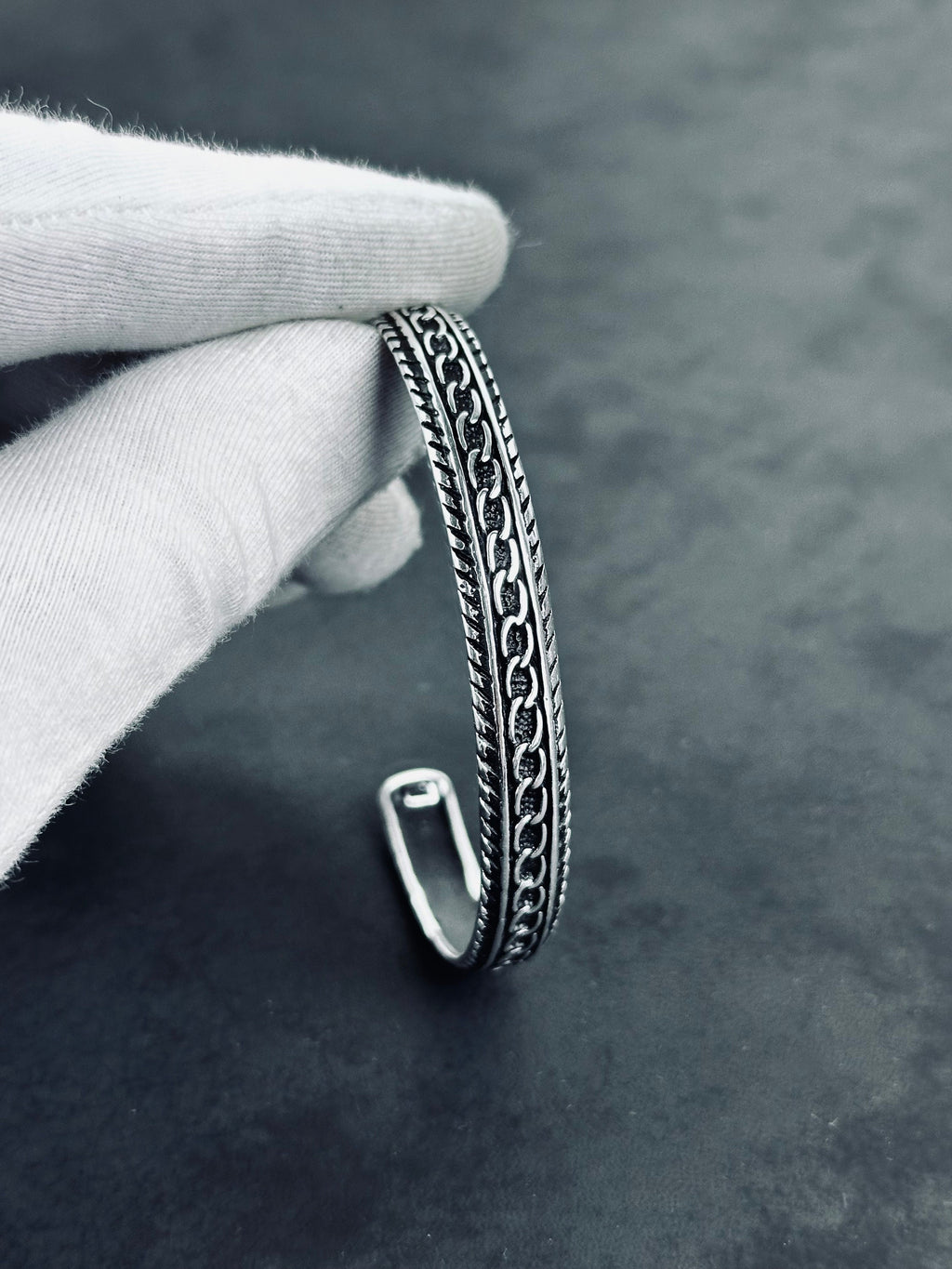Sterling Silver Men's Bracelet - Sleek Greek Handmade Cuff
