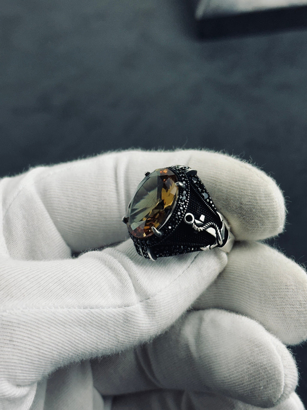 Color-Change Sultanit Ring - Sterling Silver with Anchor Detail