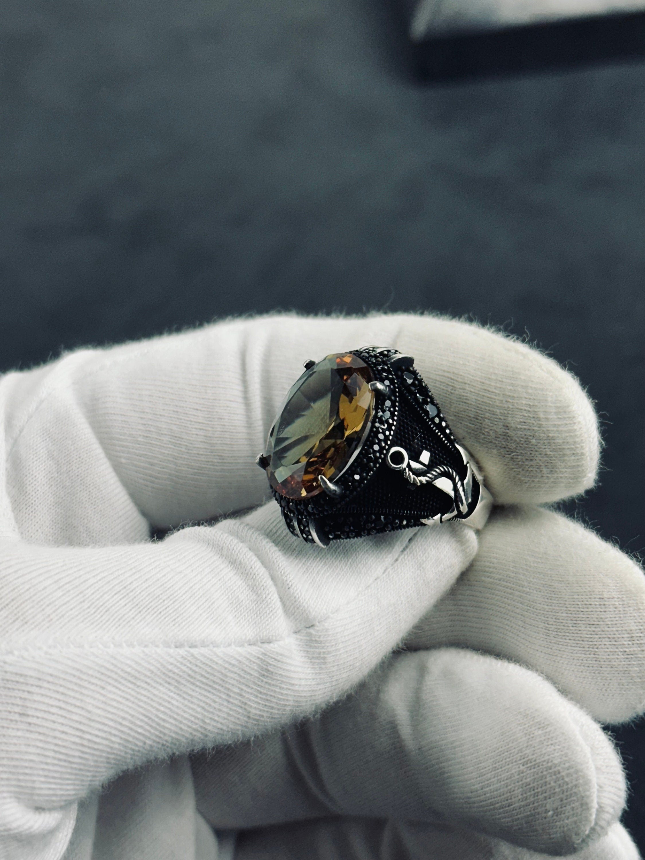 Color-Change Sultanit Ring - Sterling Silver with Anchor Detail