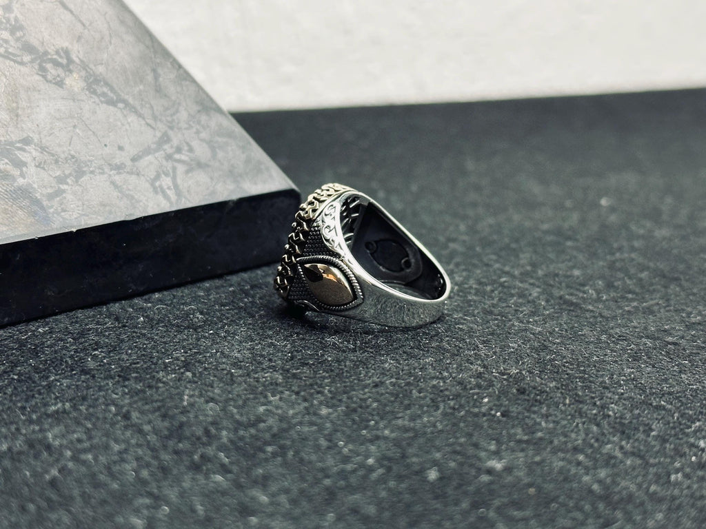 Statement Onyx Ring: Ottoman Design (Handmade Oxidized Silver)