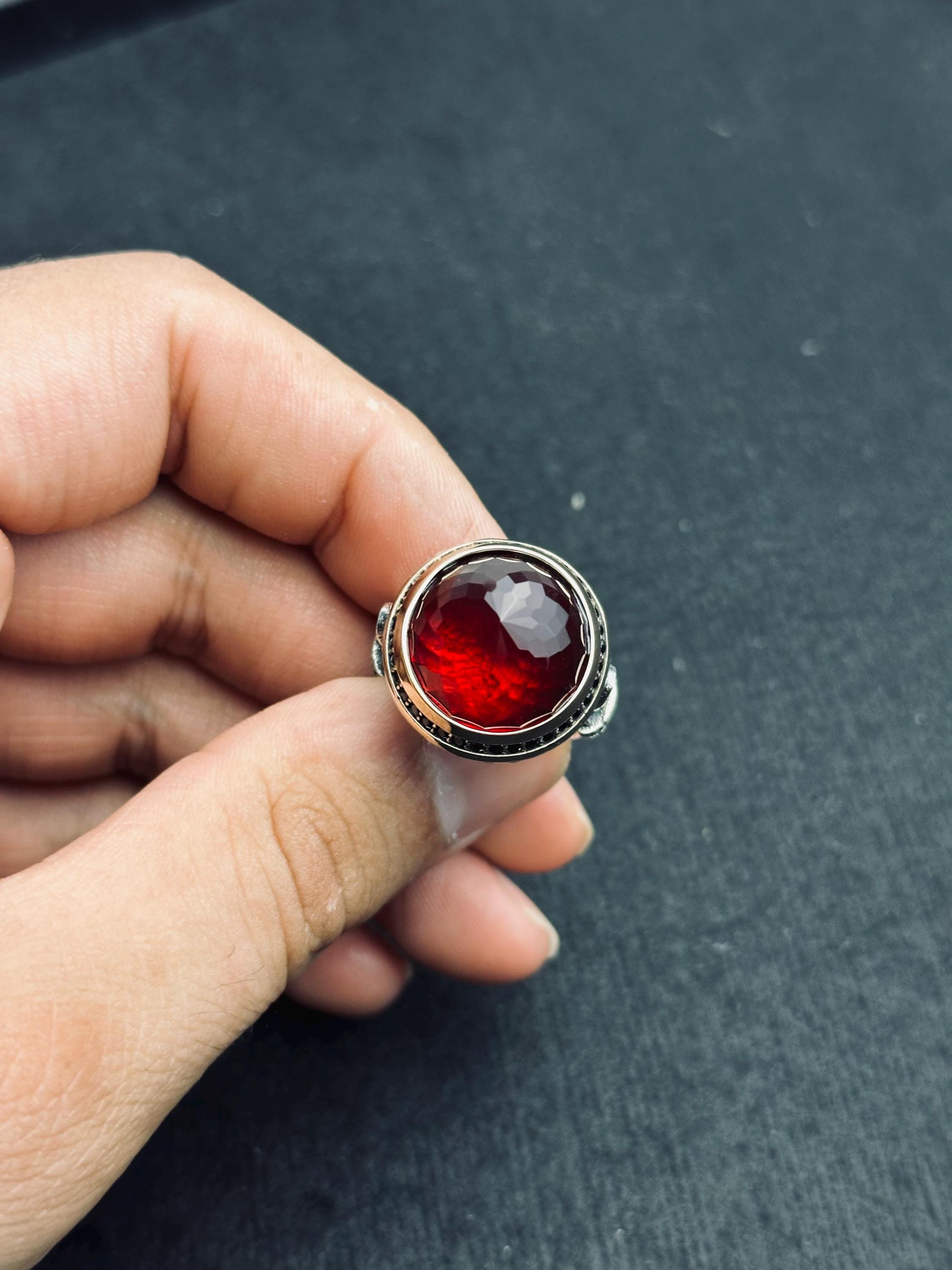 Sterling Silver Ruby Ring: Handmade Minimalist Design - Unisex