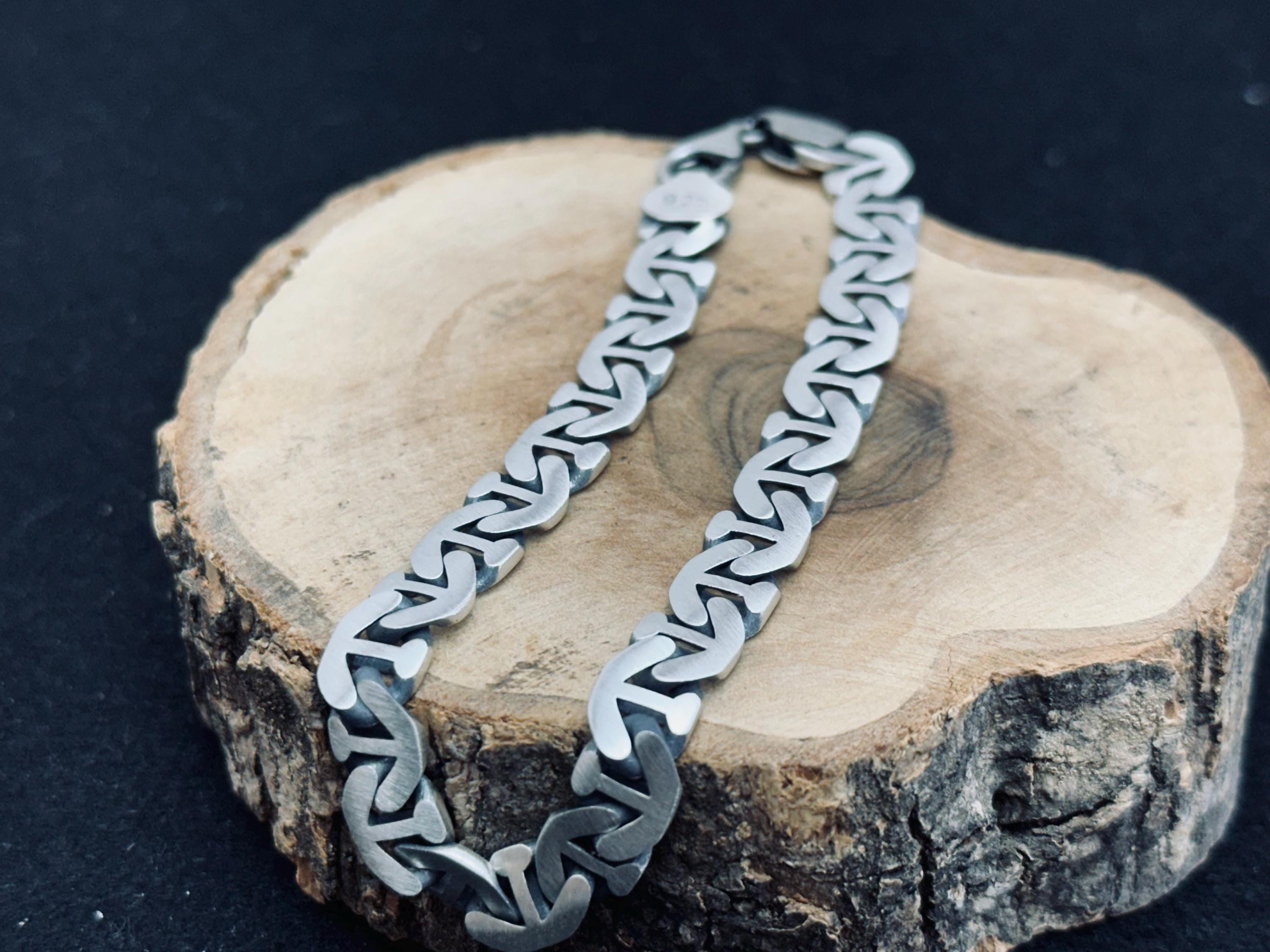 Curb Chain Bracelet: Sterling Silver Cuban Link - Handmade Style