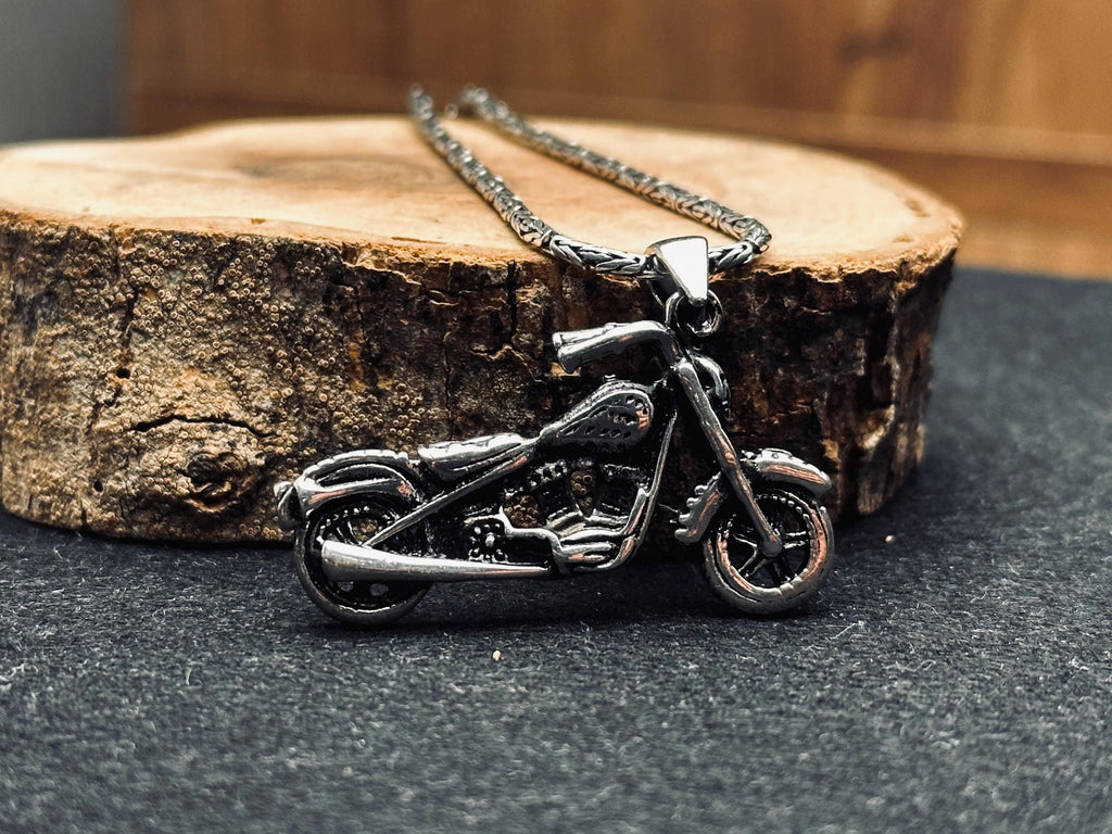 Motorcycle Necklace: Sterling Silver Infinity Pendant - Biker Jewelry