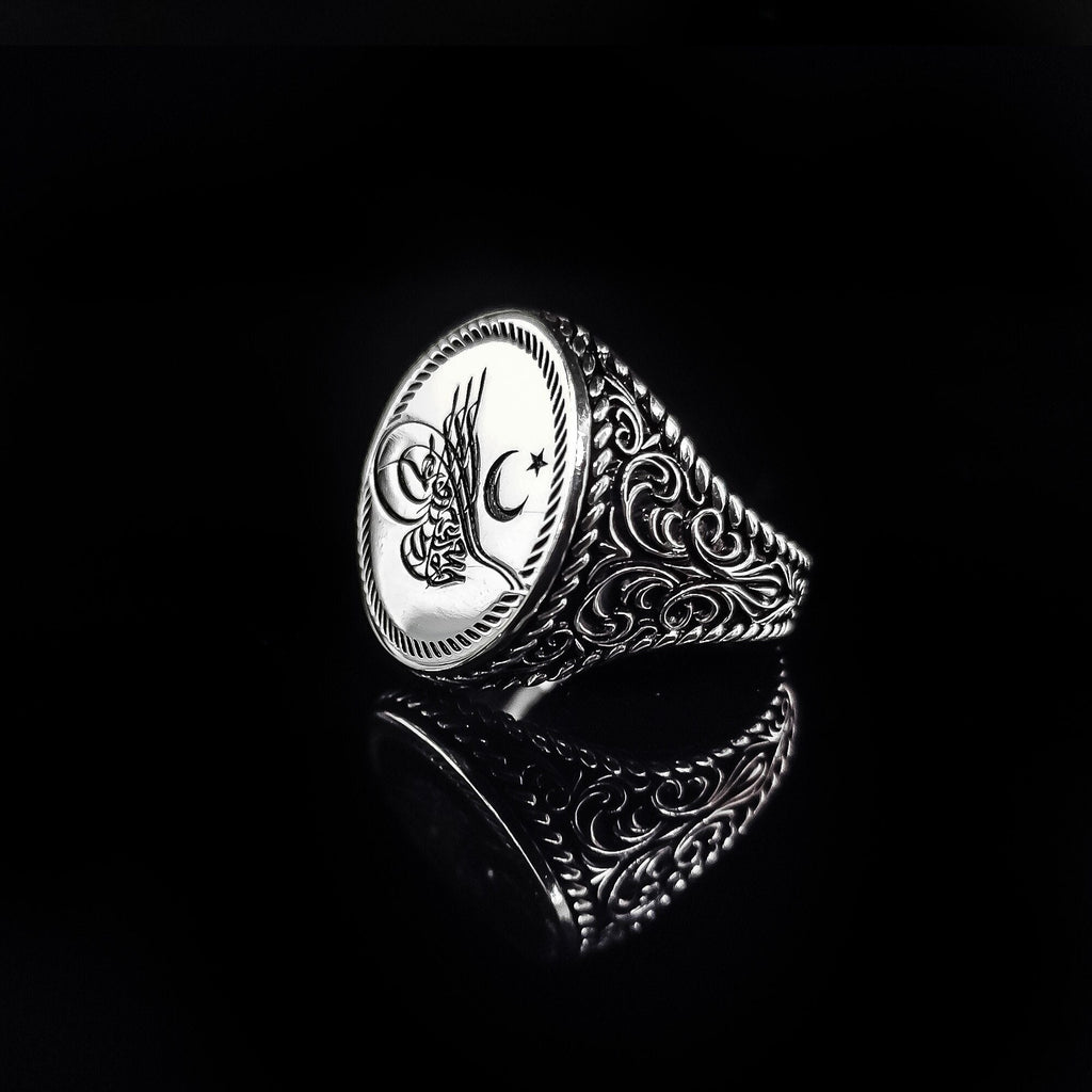 Sterling Silver Ottoman Signet Ring - Handmade Islamic Design