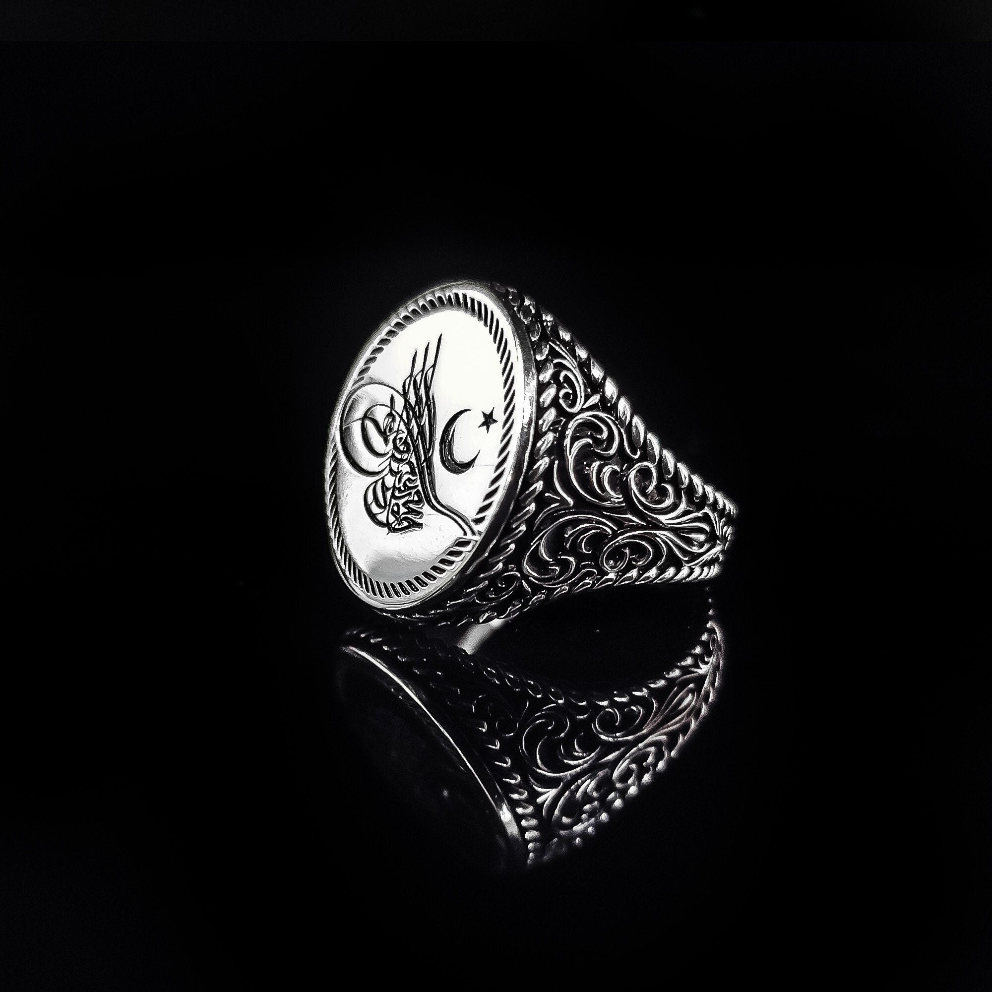 Sterling Silver Ottoman Signet Ring - Handmade Islamic Design